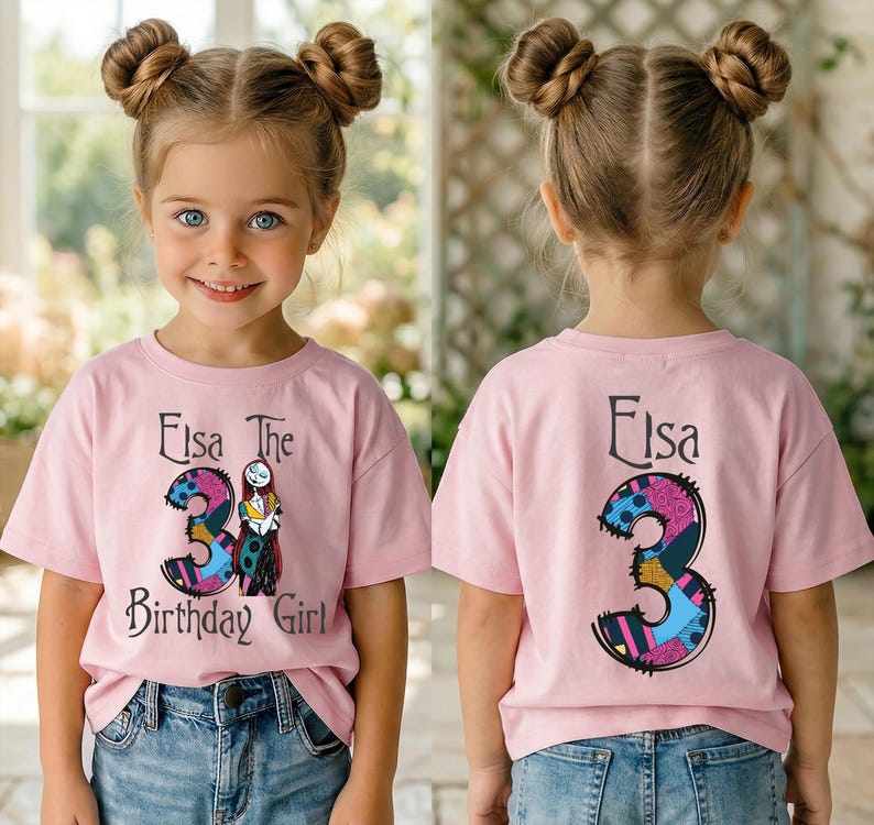 Sally Birthday Girl Shirt, Halloween Nightmare Birthday Tee, Custom Name Birthday Sweatshirt, Jack Skellington Birthday Party Gift image 1