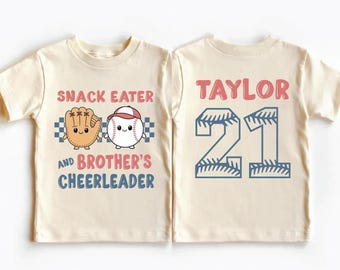 Baseball Snack Eater Shirt, Bruder Cheerleader T-Shirts, Cheer Kleinkind Sweatshirt, Benutzerdefinierte Baseball Schwester Geschenk, Sport-Liebhaber Sibling Shirts