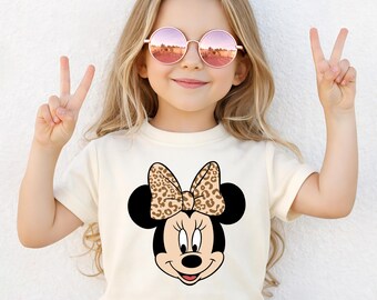 Minnie Toddler T-shirt, Disney Leopard Bow Sweatshirt, Mouse Kids Tee, Minnie Safari Trip Sweater, Wild Minnie Girls Tees