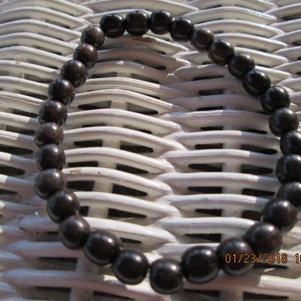 Bracelet,  Ebony Wood 6mm Bead Bracelet,  Ebony wood 6mm handmade beaded bracelet, ebony wood bracelet, ebony wood bracelet, 238