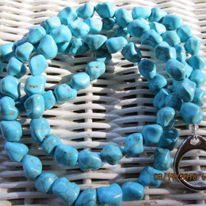 Lanyard,  Turquoise nugget handmade beaded lanyard, Polished turquoise nugget handmade beaded lanyard, 999