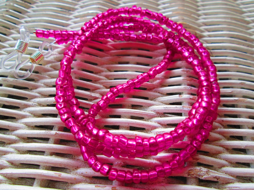 Eyeglass Chain Beaded Glasses Chain Pink Beaded Glasses Etsy