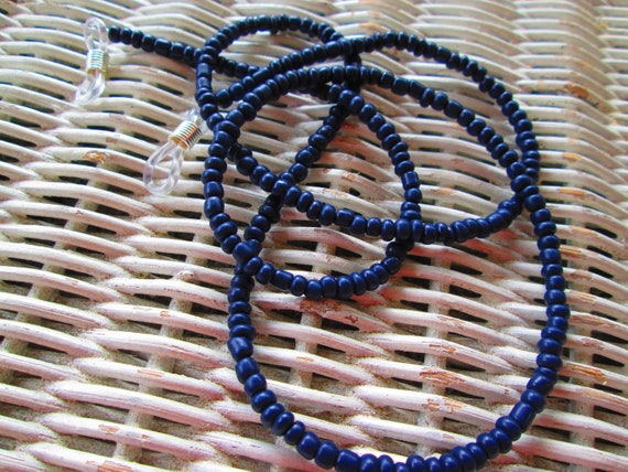 Blue Beaded Eyeglass Chain, Reading Glasses Chain, Eyeglass Holder,  Eyeglass Necklace, Lanyard for Glasses, Handmade Jewelry 