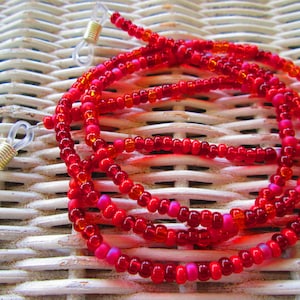 Eyeglass Chain,  Red Czech 6/0 E Beaded Glasses Chain, Mens glasses chain, women glasses chain, Red Czech 6/0 E , 1064