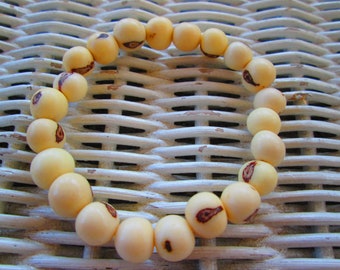 Handmade White Acai Beaded Bracelet: Elastic Cord, Natural Jewelry,BUY one GET one FREE 1122