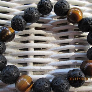 Bracelet, Lava stone tigers eye 10mm bracelet, Men lava stone, tigers eye bracelet, Buy ONE Get ONE FREE,  104