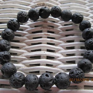Bracelet. Lava Stone 8mm Bracelet, BUY one GET one FREE Men and Women round  black lava stone bracelet, 384