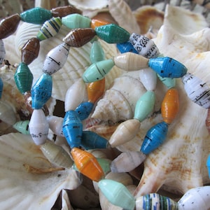 Bracelet trio, Outreach Uganda Seashore Sampler beaded bracelets, men paper bead bracelets, women  bead bracelet, 172