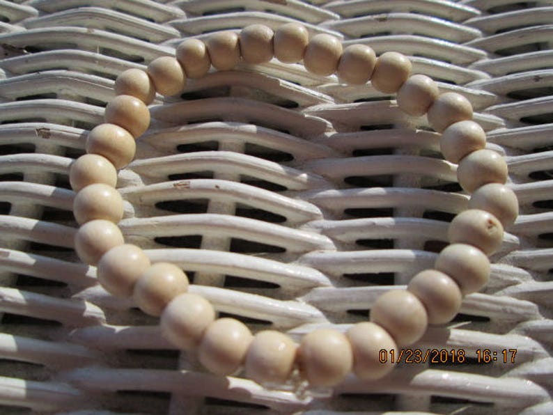 Bracelet, whiteWood 6mm Bead Bracelet, Women whitewood handmade beaded bracelet, Men whitewood bracelet, 211 image 2