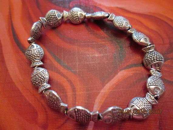 Bracelet, Silver Metal Fish Bracelet, Men Silver Metal Fish Bracelet, 105 -   Canada