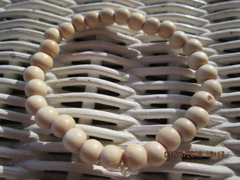 Bracelet, whiteWood 6mm Bead Bracelet, Women whitewood handmade beaded bracelet, Men whitewood bracelet, 211 image 4