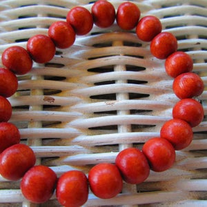 Bracelet, Light Tangerine Wood 8mm Bead Bracelet, Light Tangerine Handmade Beaded Elastic Bracelet, 291 image 4