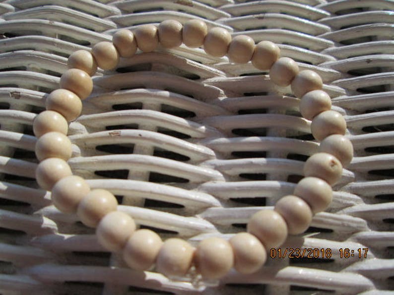 Bracelet, whiteWood 6mm Bead Bracelet, Women whitewood handmade beaded bracelet, Men whitewood bracelet, 211 image 1