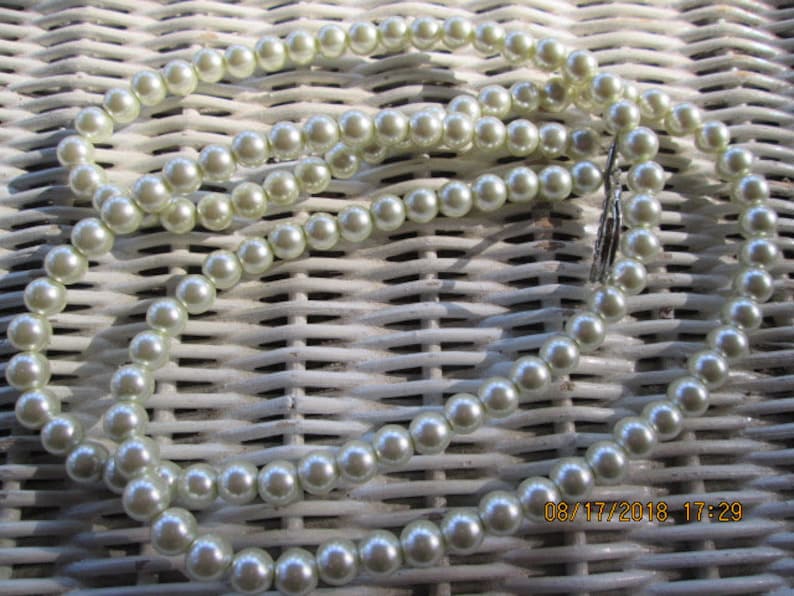 Lanyard, Pearl 8mm Handmade Beaded Lanyard, Pearl 8mm Handmade Beaded ID Badge, Handmade Beaded Lanyard, 751 image 1