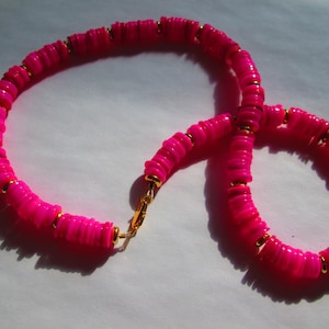Natural Pink Heishi 8mm Shell Beaded Necklace, 1302