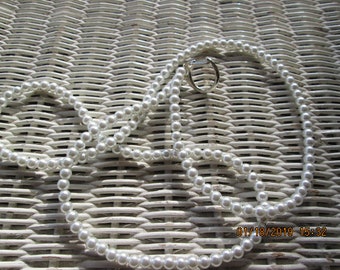 Lanyard, White Pearl 6mm Lanyard, Handmade Beaded pearl Lanyard, 6mm Pearl ID Badge, 759