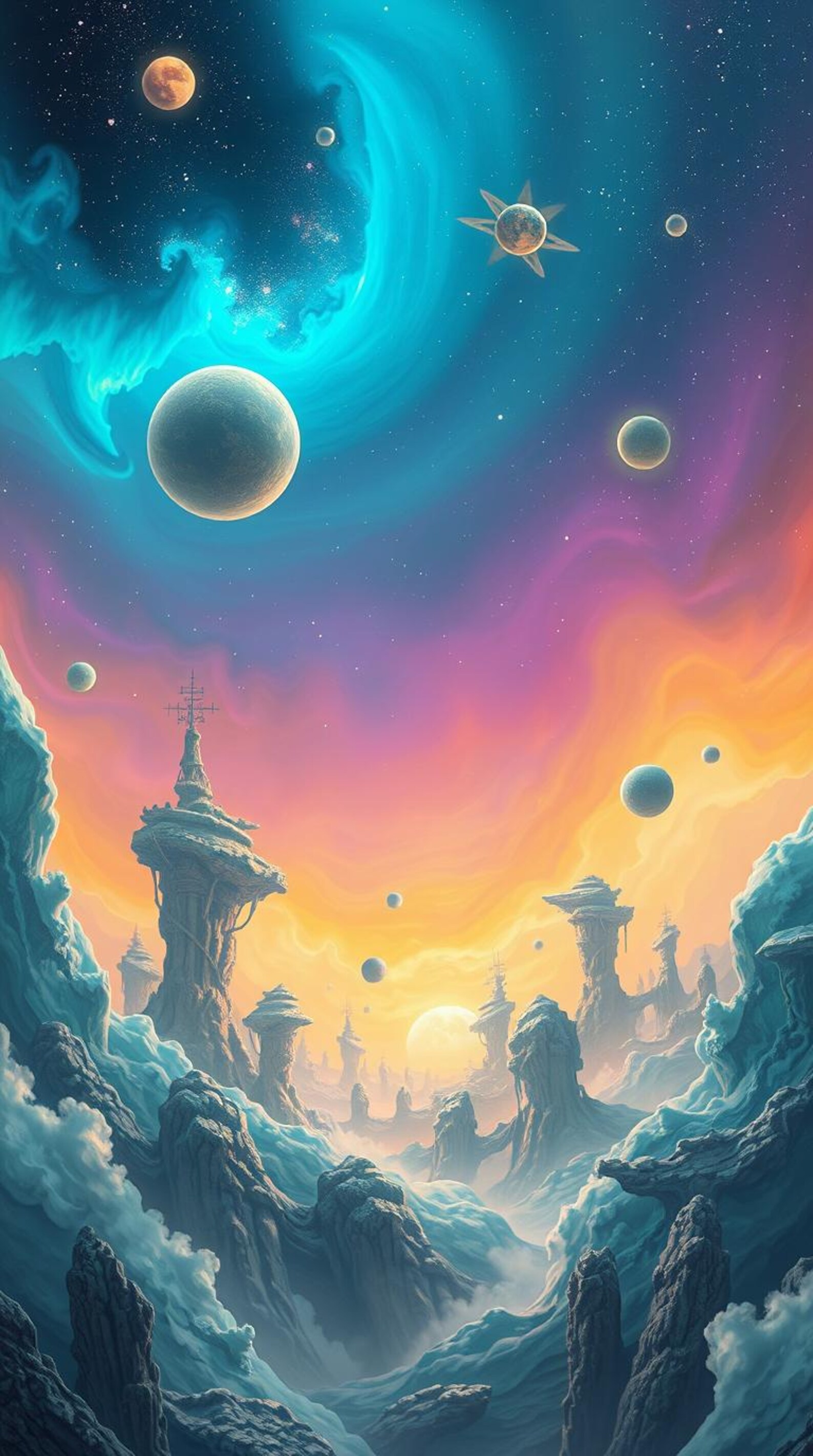Celestial Cosmic Art Print – Mystical Galaxy Wall Art, Digital Space ...