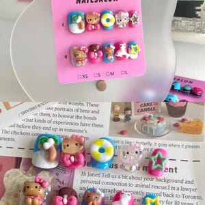 Dopamine Nails / Cartoon Nails / Short Nails / Hand Pressed Nails / Cute Nails / Gel Nails / Summer Hot Girl Nails