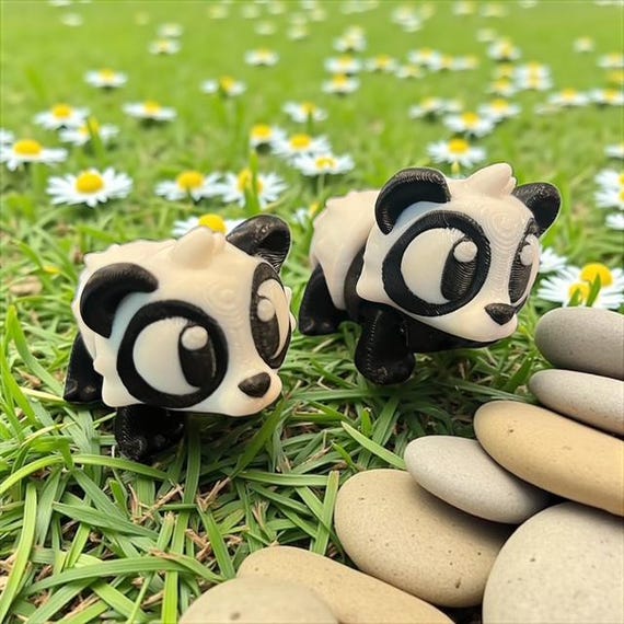 ホビー・楽器・アート PANDA Mini Panda Bear Bendable Set of Three Posable Desk Decor Room