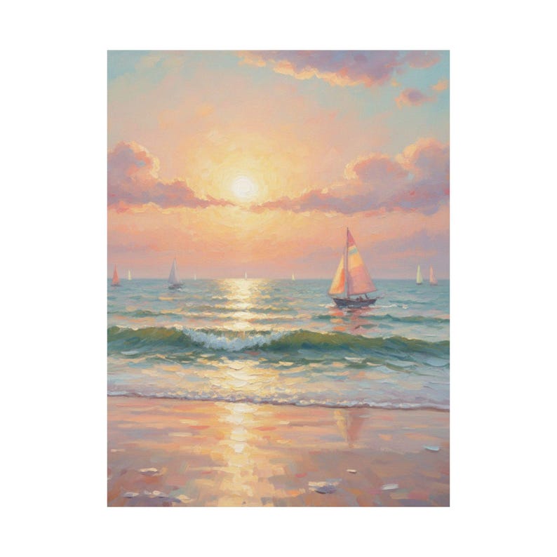 Pastel Sunset Wall Art, Sunset Poster, Beach Wall Art, Beach Poster, Cute Girl Dorm Decor, Girly Dorm Poster Teen Girl Room Decor image 5