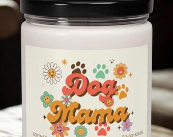 Dog Mama Soy Candle, Retro Floral Design, Dog Lover Gift
