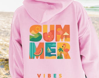 Colorful Summer Vibes Hoodie, Beach Sweatshirt, Gift for Beach Lovers