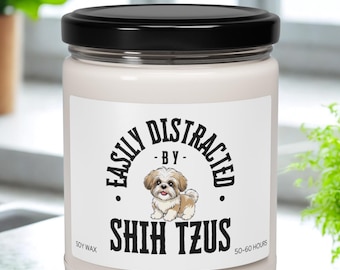 Easily Distracted by Shih Tzus Soy Candle: Scented Gift for Dog Lovers