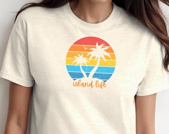 Island Life Comfort Colors T-Shirt: Beach Sunset Graphic Tee