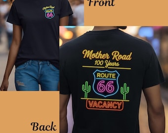 Retro Route 66 Neon Motel Sign Shirt, Mother Road 100 Years Tee