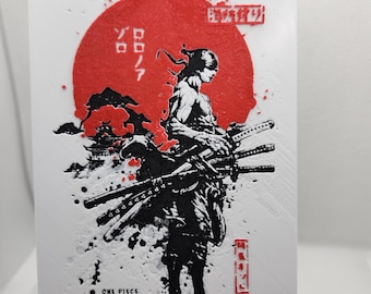 Zoro 3D Frame – One Piece Art in Multicolor 3D Printing