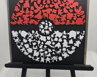 3D Poké Ball Frame – 3D Printed Art with Pokémon Silhouettes