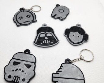 Star Wars Keyring – 6-Piece 3D Printed Icon Set | Darth Vader, Leia, Death Star
