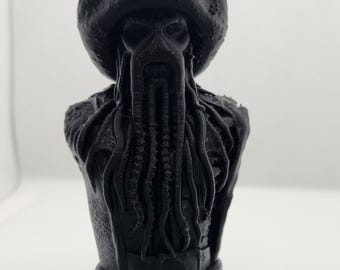 Davy Jones Bust Pirates of the Caribbean – 3D Printing Geek Decor | Matte Black Statue