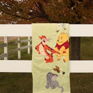 Vintage Handmade Winnie the Pooh Applique and Embroidered Quilt