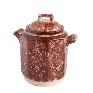 Antique Staffordshire Brown Spongeware Lidded Vessel - Charles Allerton and Sons Toy Biscuit Jar