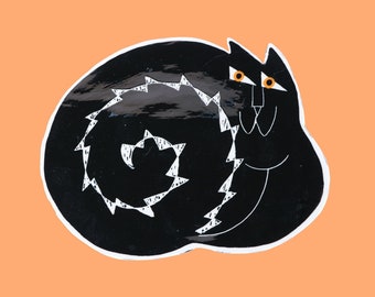 Alison Palmer Art Studio Ceramic Black Cat Platter - Vintage Halloween Black Cat Plate