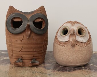 Mid Century California Studio Pottery Owl Figures by Richard and Gloria Minnickel & M. Dobson