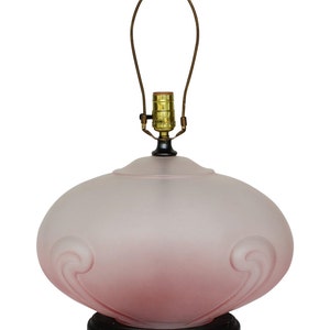 Ombre Pink Glass Bubble Table Lamp - Hollywood Regency Style Lamp with Asian Base