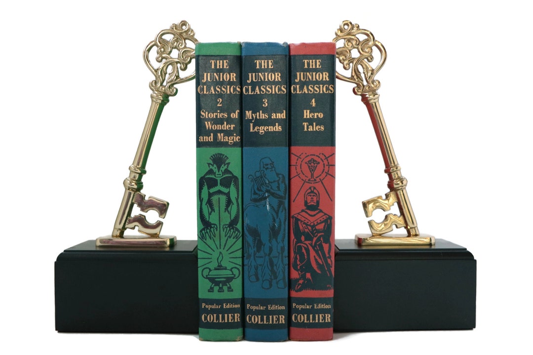 Vintage Brass Skeleton Key Bookends A Pair Etsy