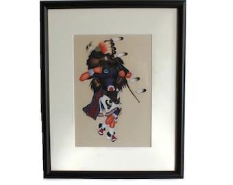 Native American Buffalo Dancer Painting from Zia Pueblo