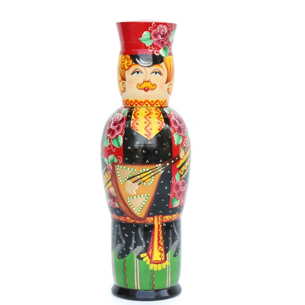 Balalaika Matryoshka Russian Hand Painted Male Wooden Doll