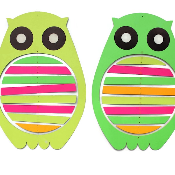 Vintage Neon Owl Mobile - Paper Mobile with Mod Form - Hanging Baby Mobile, 3D Paper Mobile, Nursery Mobile