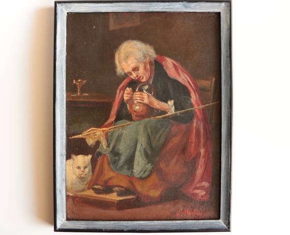 Vieille Femme Avec Le Chat Peinture Originale Antique De Etsy Vieille Femme Avec Le Chat Peinture Originale Antique De Etsy