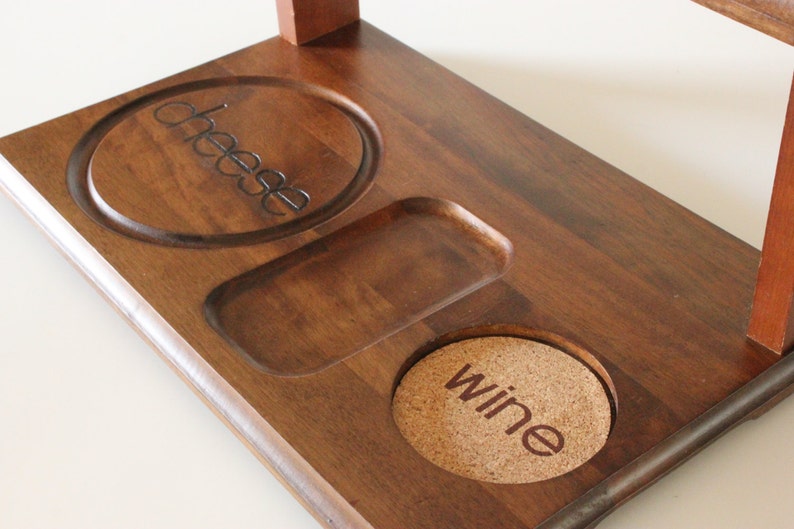 Mod Wine Rack and Cheese Caddy with 4 Wine Glasses Etsy