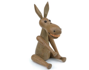 Mid-Century Zoo-Line Wooden Donkey Figure