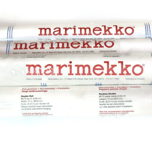 Marimekko Striped Wallpaper Rolls - Blue and White Pinstripe - One of Five Double Rolls Available