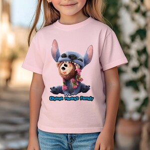 Ohana Family Matching Shirt, Blue Alien Kids Tee, Cute Creature Tiki Shirt, Cartoon Birthday Outfit, Summer Family Vacation T-Shirt