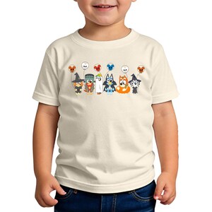 Halloween Shirt for Kids, Toddler Fall Costume T-Shirt, Spooky Blue Dog Characters Tee, Trick or Treat Outfit for Boys & Girls, Funny shirt