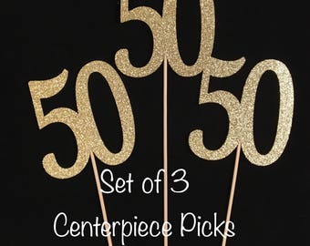 50th Birthday Centerpiece Picks