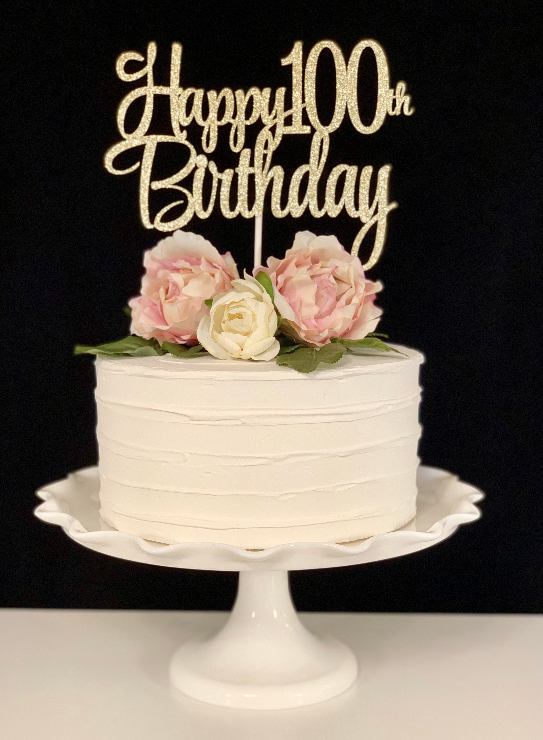 Any Number Happy 100th Cake Topper 100th Birthday - Etsy